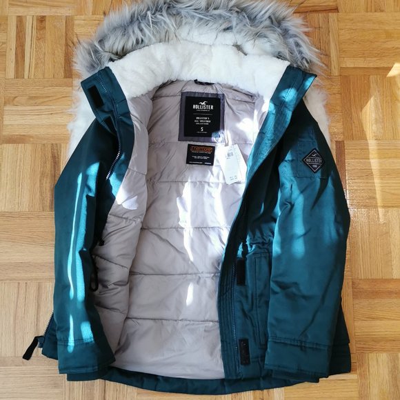 Hollister Green Utility Jacket with Faux Fur Hood - Picture 4 of 12